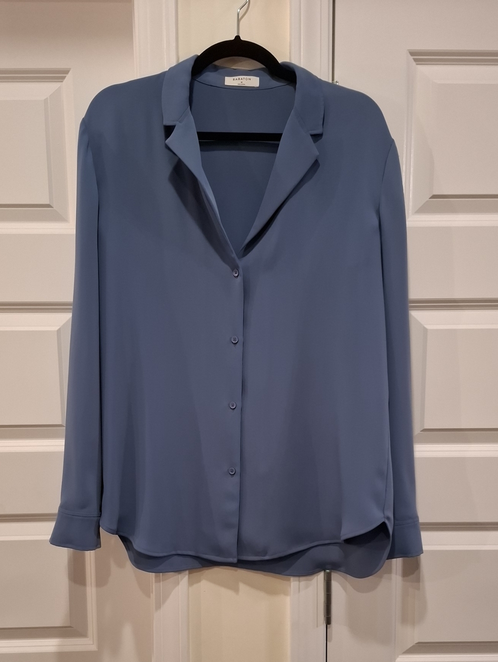 Babaton Blue Button Up Blouse Size Medium